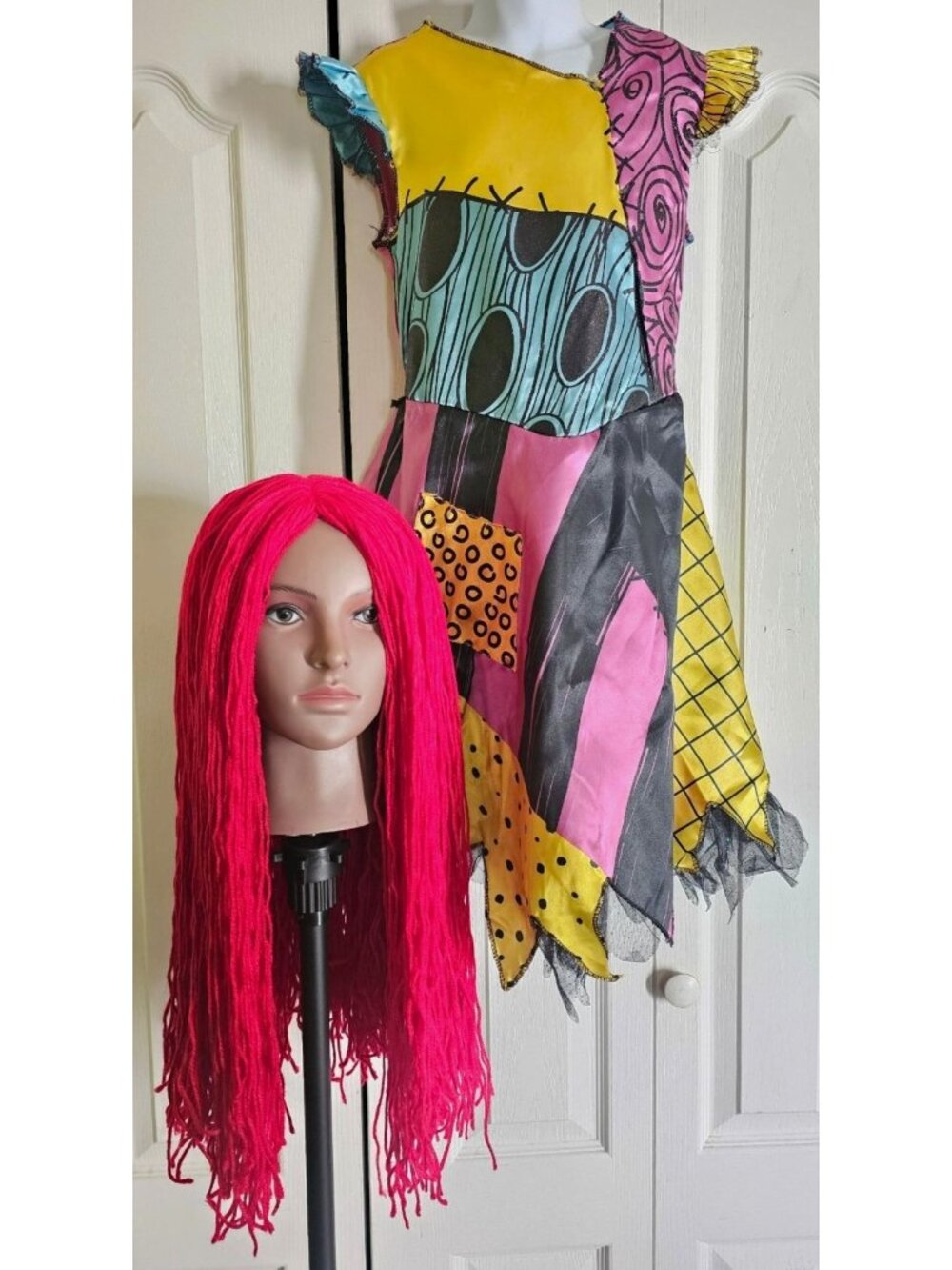 The Nightmare Before Christmas Sally Costume Girls 4-6X Dress Wig Halloween Kids